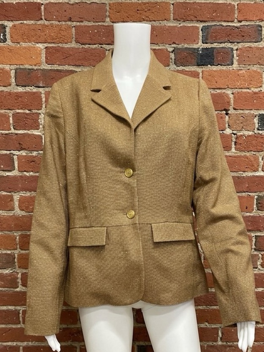 Old Navy Gold Tweed Metallic Lined Blazer Jacket Size L
